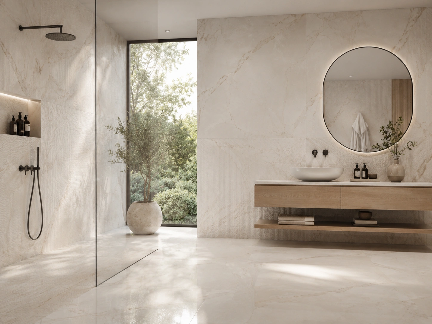 Large format bathroom tiles wall floor