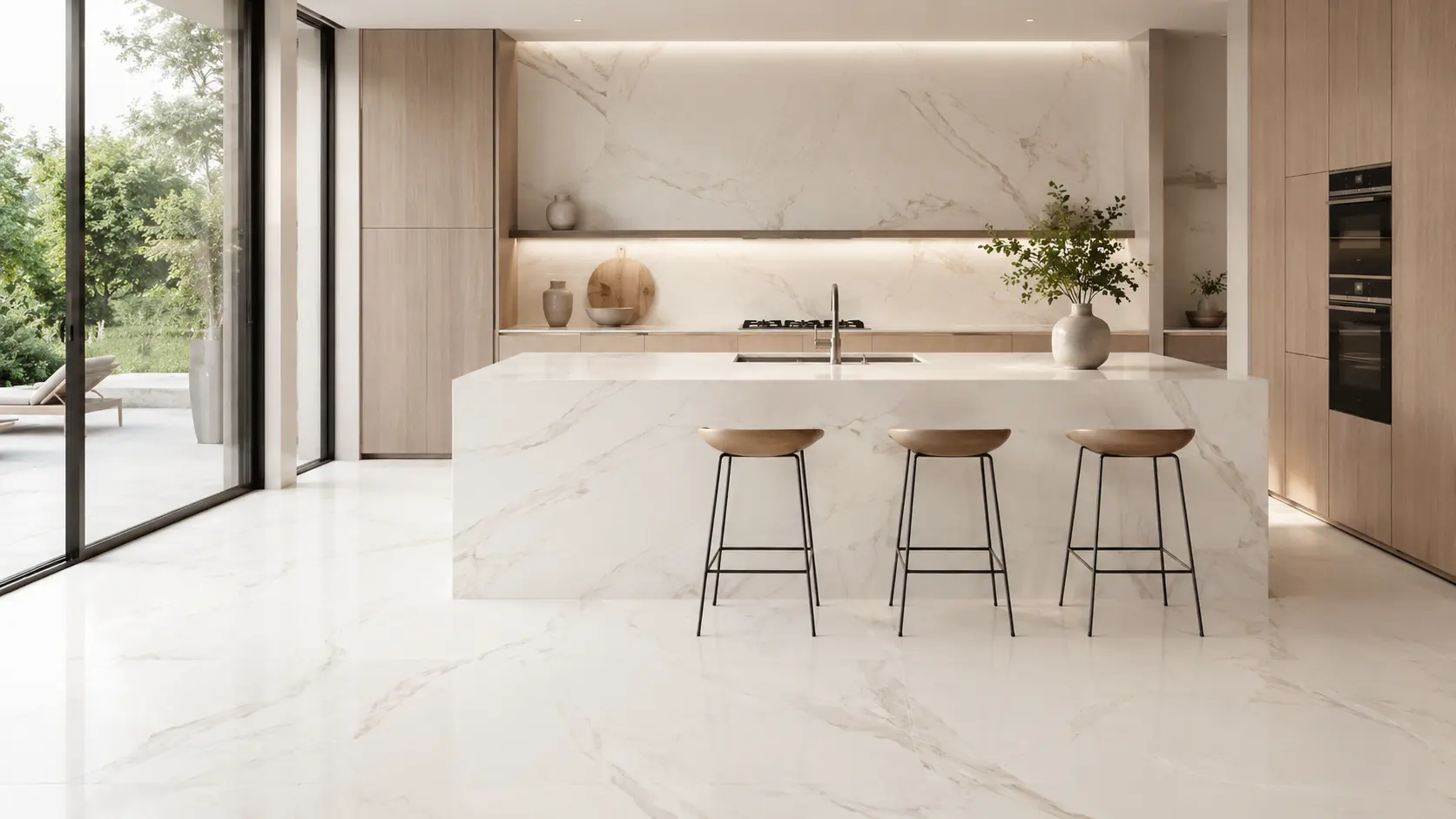 White porcelain kitchen tiles