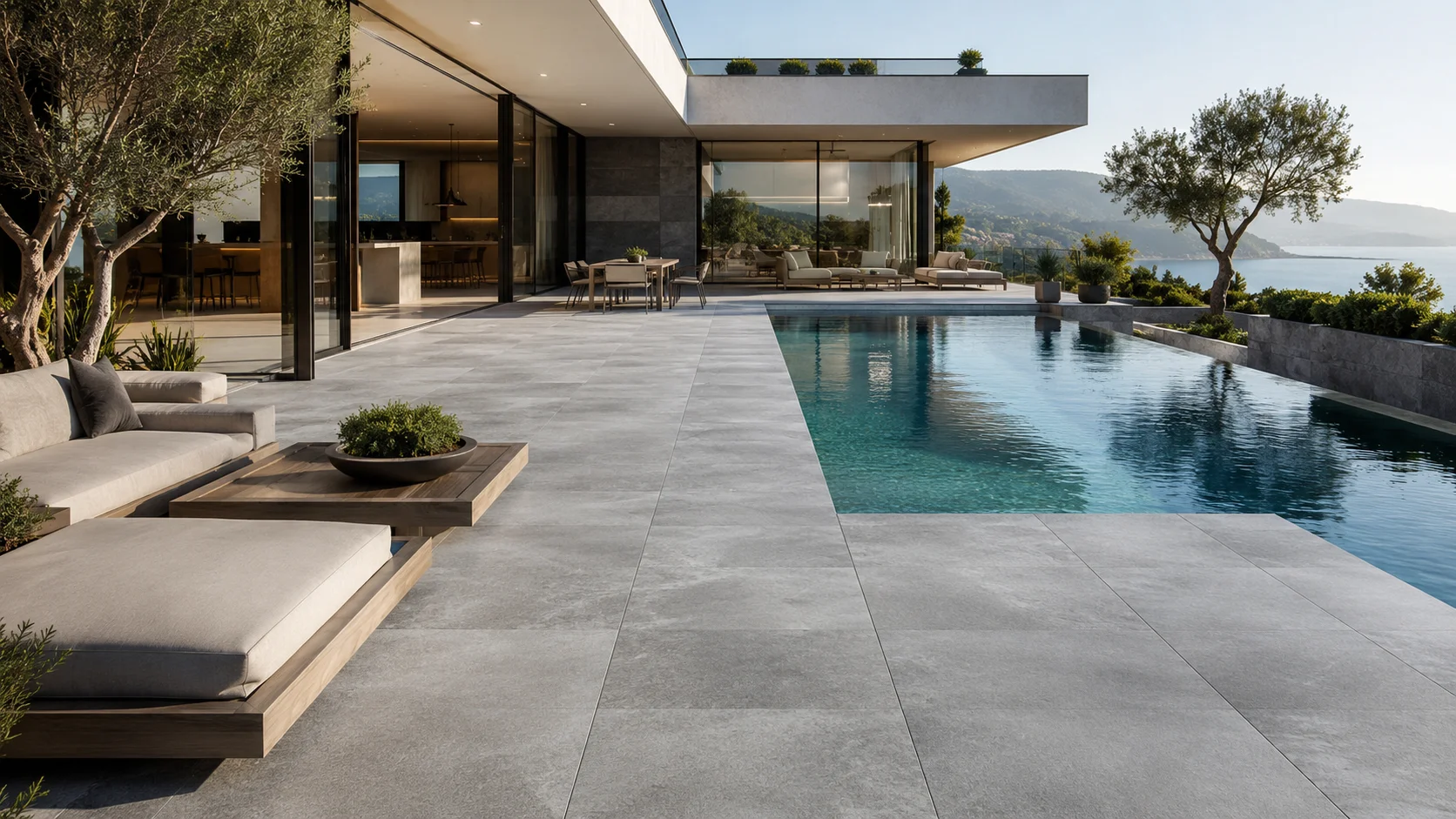 Exterior frost resistant pool tiles